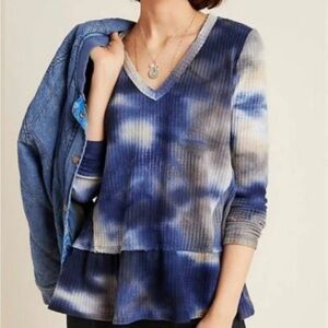 Anthropologie Eri + Ali, soft waffle knit, top tie-dye size small NWT